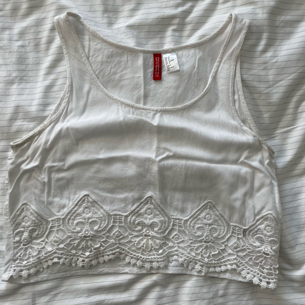 H&M White Crop Top Size 8